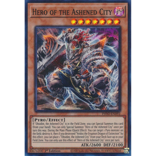 Hero of the Ashened City PHNI-EN092 Super Super Rare Yu-Gi-Oh Phantom Nightmare in Art