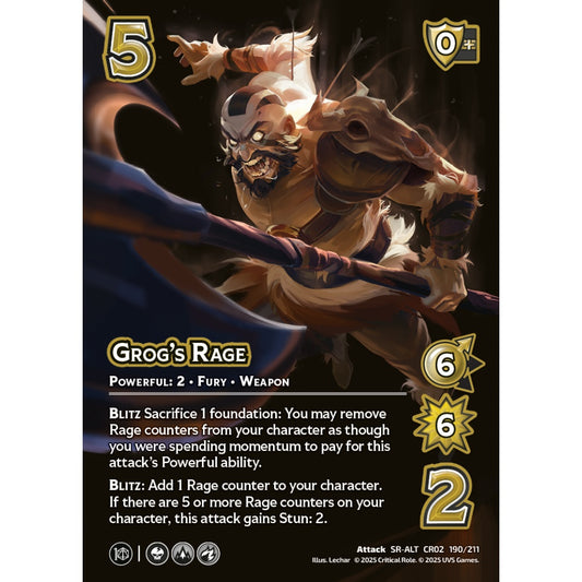 Grog’s Rage, 190/211, CR02, Universus, Critical Role: Heroes Of Exandria, Attack, SR-ALT