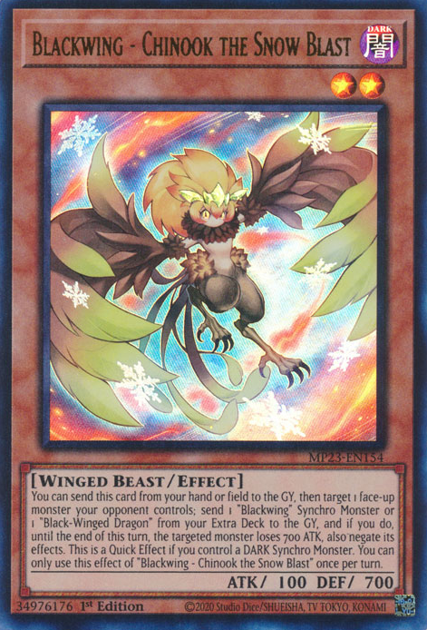 Blackwing - Chinook the Snow Blast MP23-EN154 Ultra Ultra Rare Yu-Gi-Oh 25th Anniversary Tin: Dueling Heroes Mega Pack in Art