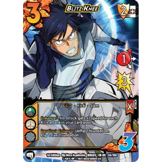 Blitz Knee, 34/108, XR-UC, UniVersus, MHA03 Heroes Clash