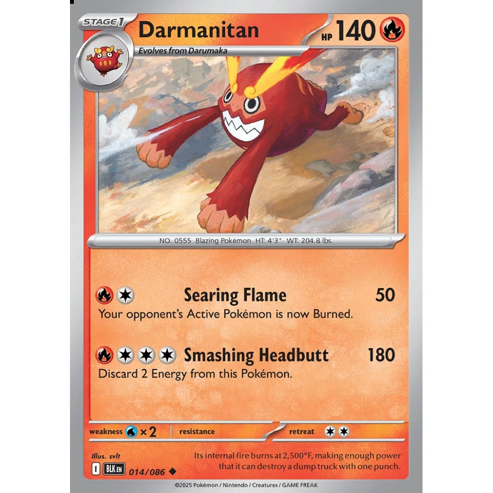 Darmanitan Uncommon 014/086 Pokemon Card Game Black Bolt