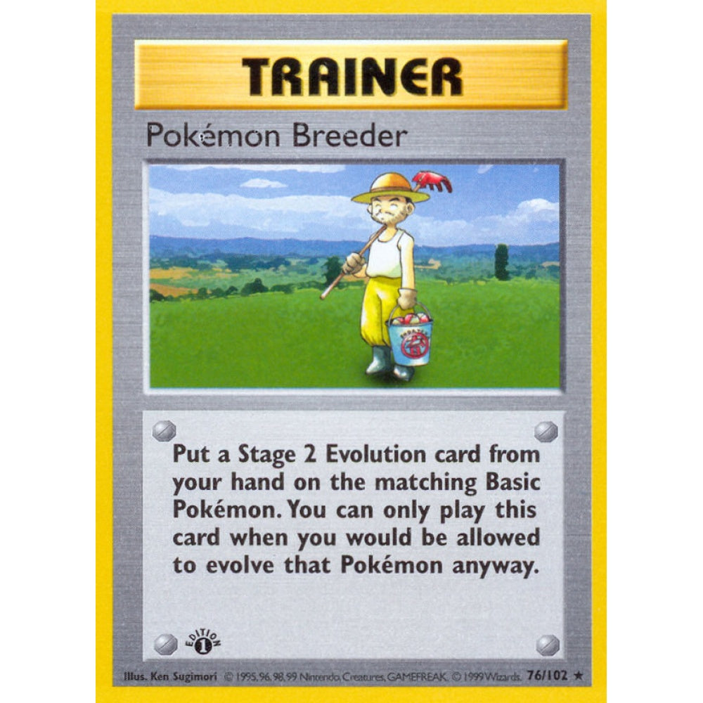 Pokémon Breeder Rare 76/102 Pokemon Card Game Base Set