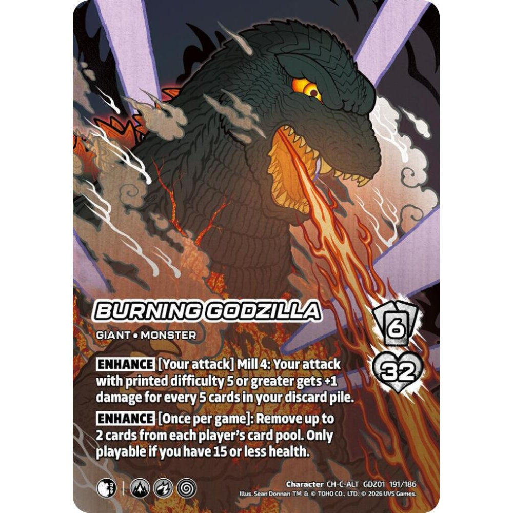 Burning Godzilla  GDZ01 191/186 GDZ01 Universus Godzilla: Reign of Kaiju Character CH-ALT