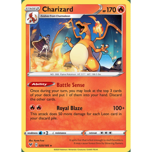 Charizard Rare 025/185 Pokemon Card Game Vivid Voltage