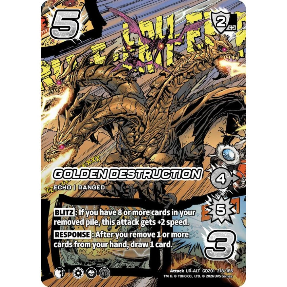 Golden Destruction  GDZ01 218/186 GDZ01 Universus Godzilla: Reign of Kaiju Attack UR-ALT