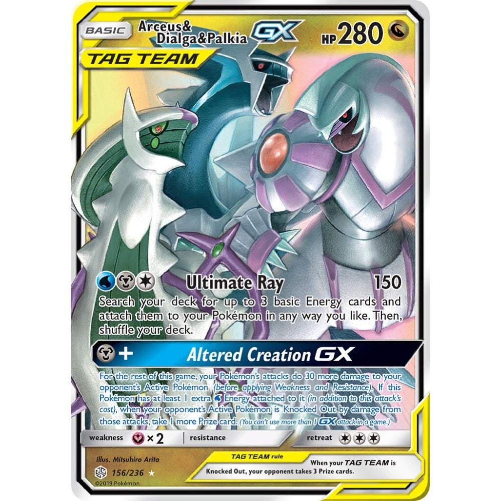Arceus & Dialga & Palkia-GX Rare Holo GX 156/236 Pokemon Card Game Cosmic Eclipse