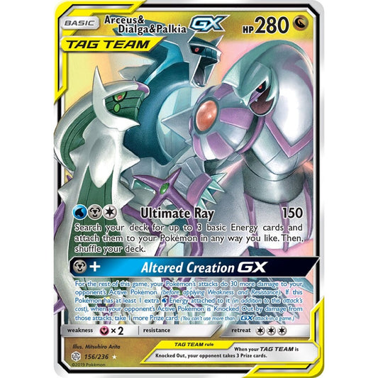 Arceus & Dialga & Palkia-GX Rare Holo GX 156/236 Pokemon Card Game Cosmic Eclipse