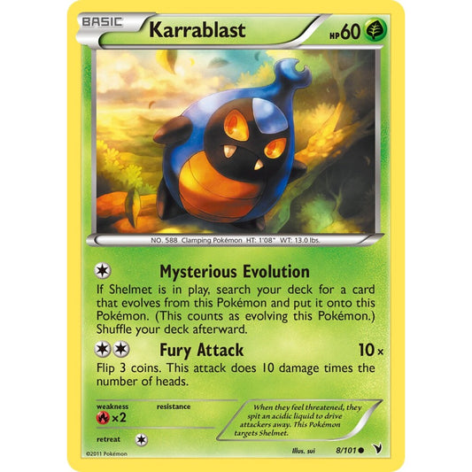 Karrablast Common 8/101 Pokemon Card Game Noble Victories