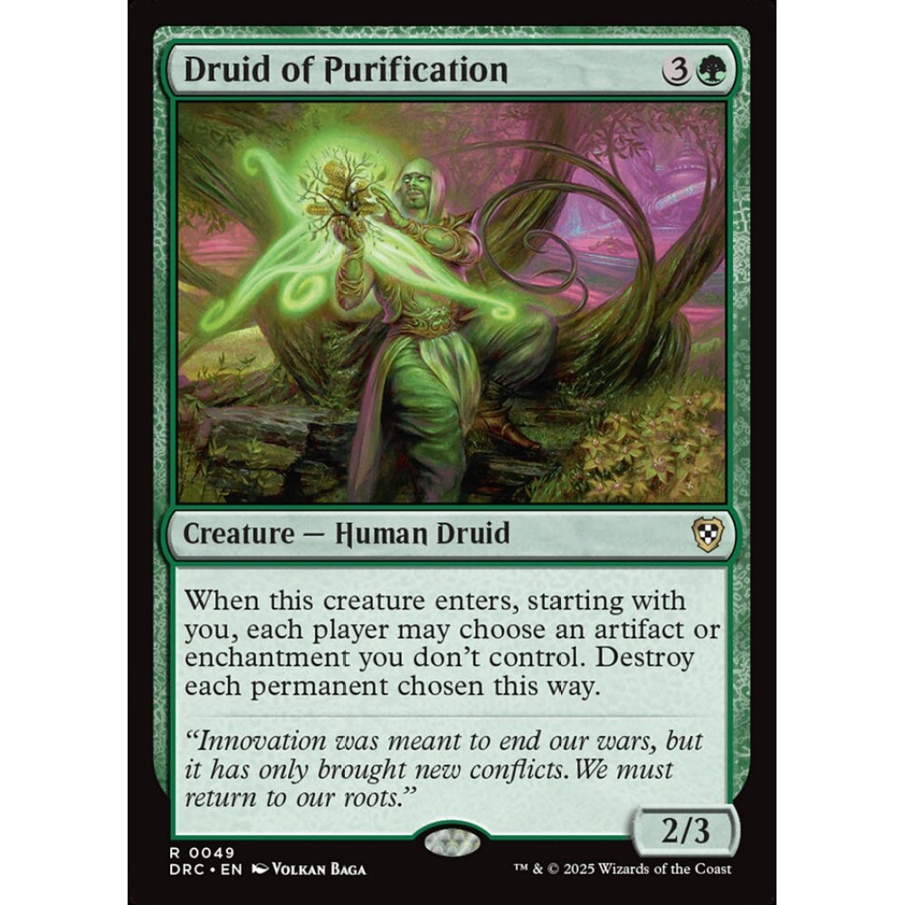 Druid of Purification, 49, rare, Magic: The Gathering, Aetherdrift Commander