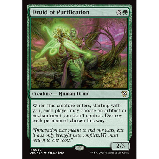 Druid of Purification, 49, rare, Magic: The Gathering, Aetherdrift Commander