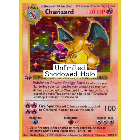 Charizard Rare Holo 4/102 Pokemon Card Game Base Set