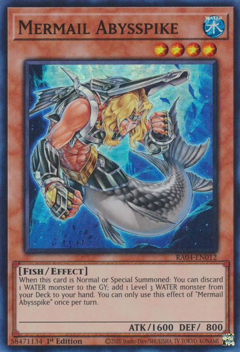 Mermail Abysspike RA04-EN012 QCR Quarter Century Secret Rare Yu-Gi-Oh Quarter Century Stampede in Art