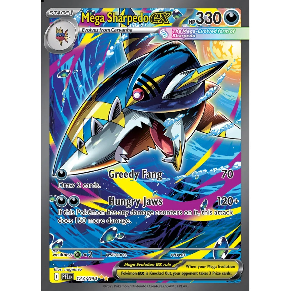Mega Sharpedo ex Special Illustration Rare 127/094 Pokemon Card Game Phantasmal Flames