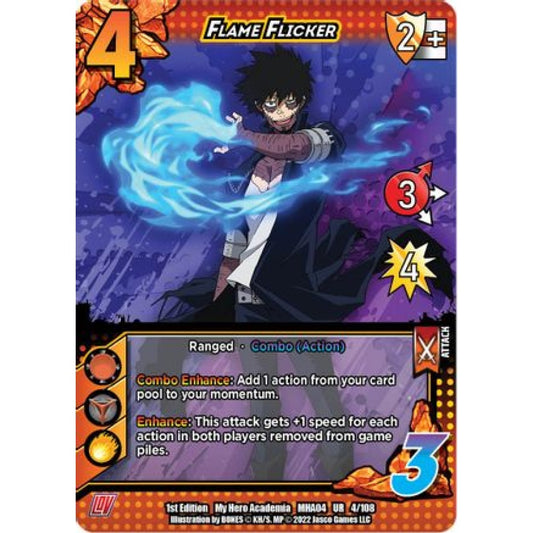 Flame Flicker, 004/108, UR, UniVersus, MHA04 League of Villains
