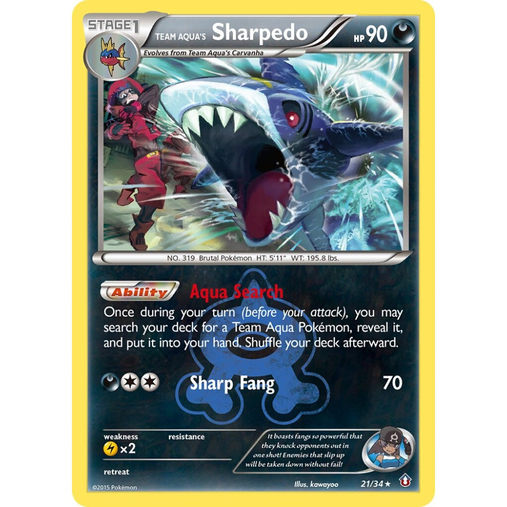 Team Aqua's Sharpedo Rare Holo 21/34 Pokemon Card Game Double Crisis