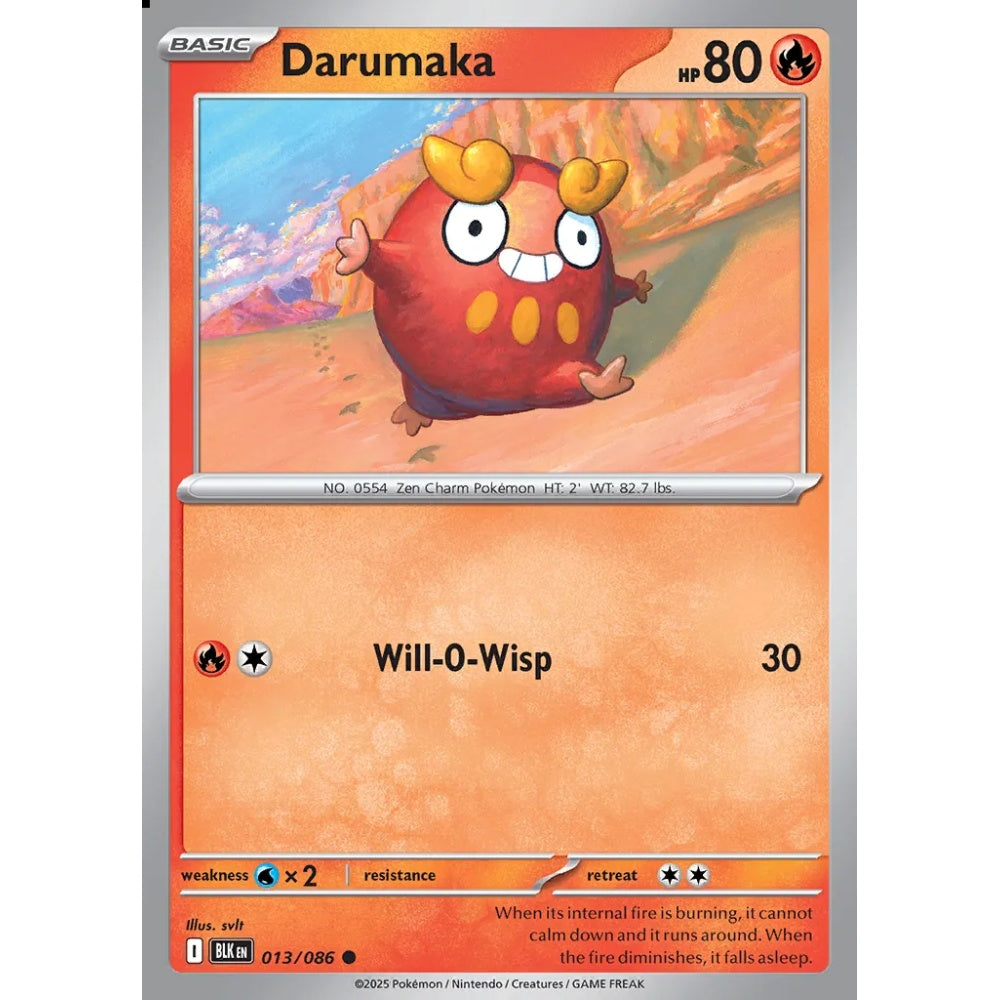 Darumaka Common 013/086 Pokemon Card Game Black Bolt