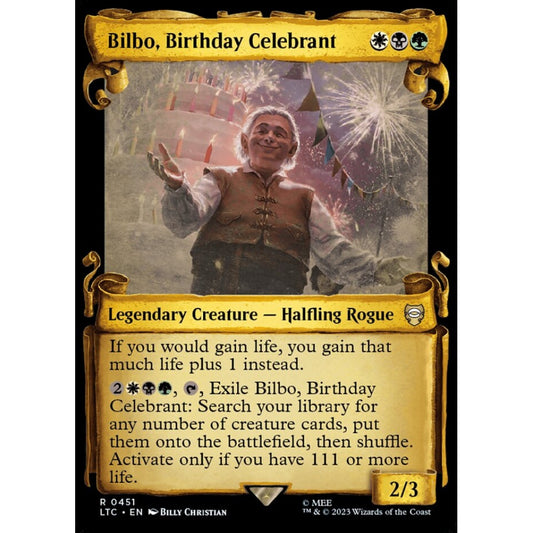 Bilbo, Birthday Celebrant, rare, 451, Magic the Gathering, Tales of Middle-earth Commander