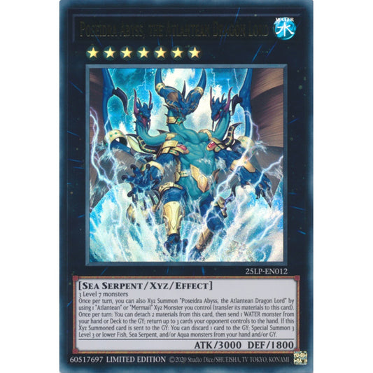 Poseidra Abyss, the Atlantean Dragon Lord MP25-EN108 Prismatic Prismatic Secret Rare Yu-Gi-Oh 2025 Mega-Pack Tin in Art