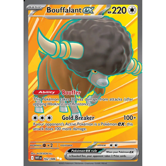 Bouffalant ex Ultra Rare 162/086 Pokemon Card Game White Flare