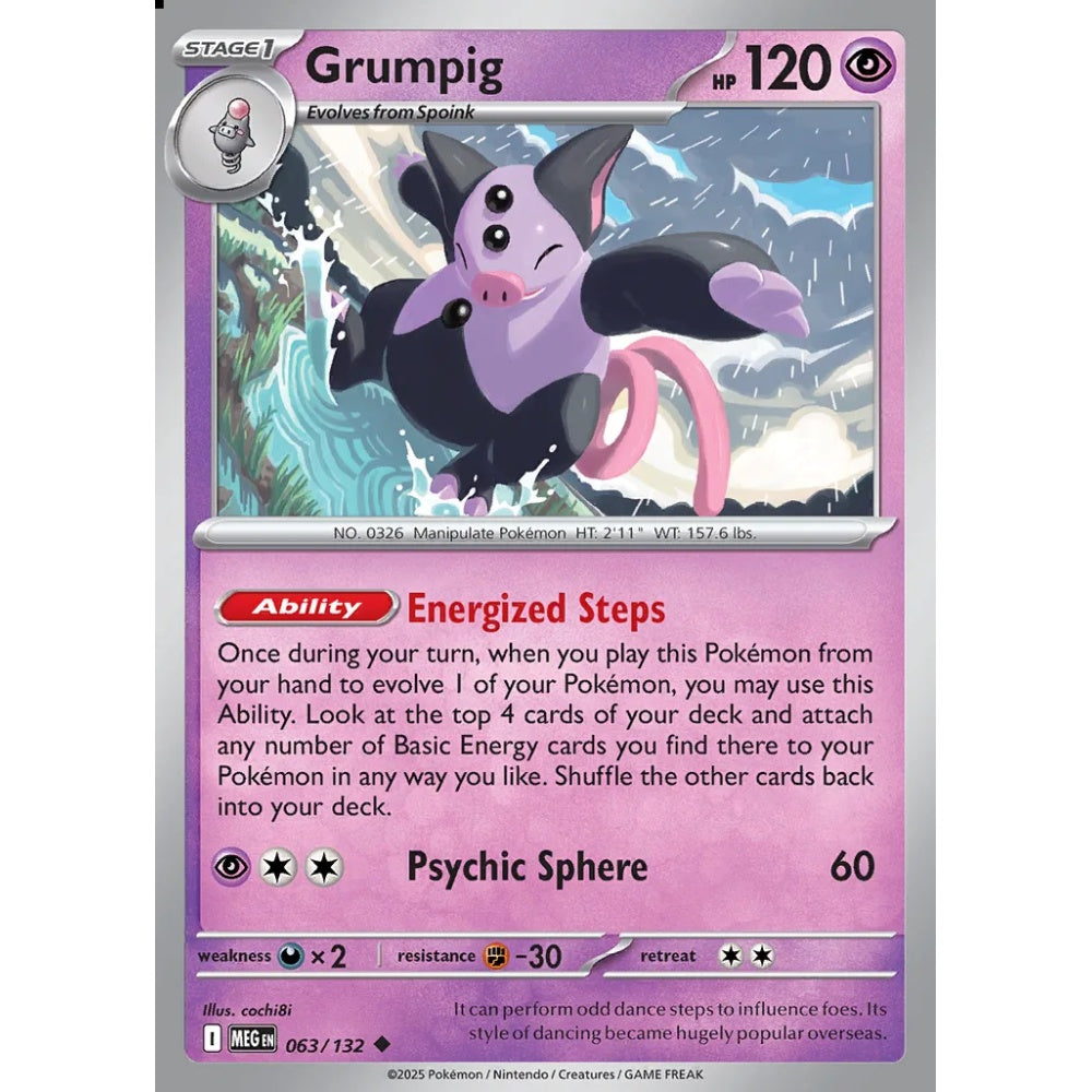 Grumpig Uncommon 063/132 Pokemon Card Game Mega Evolution