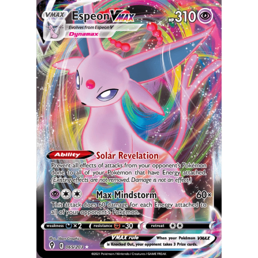 Espeon VMAX Ultra Rare 065/203 Pokemon Card Game Evolving Skies