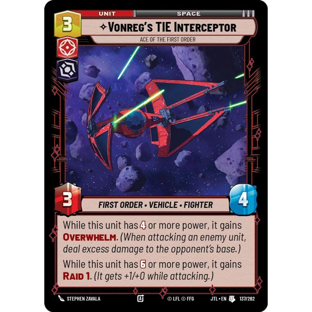Vonreg's TIE Interceptor, U, JTL 137), Star Wars Unlimited