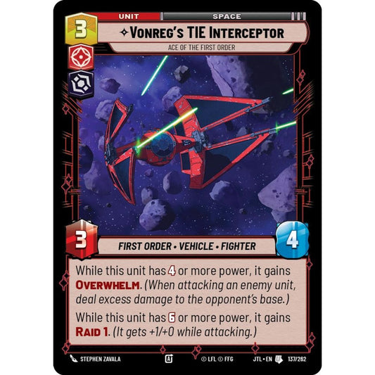 Vonreg's TIE Interceptor, U, JTL 137), Star Wars Unlimited