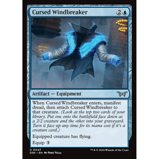 Cursed Windbreaker, 47, uncommon, Magic: The Gathering, Duskmourn: House of Horror