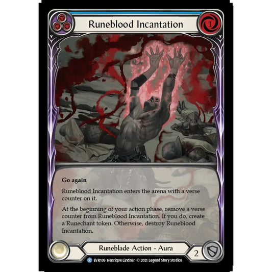 Runeblood Incantation EVR109-EA Rare Flesh & Blood Trading Card Game Everfest in Rainbow Foil Art