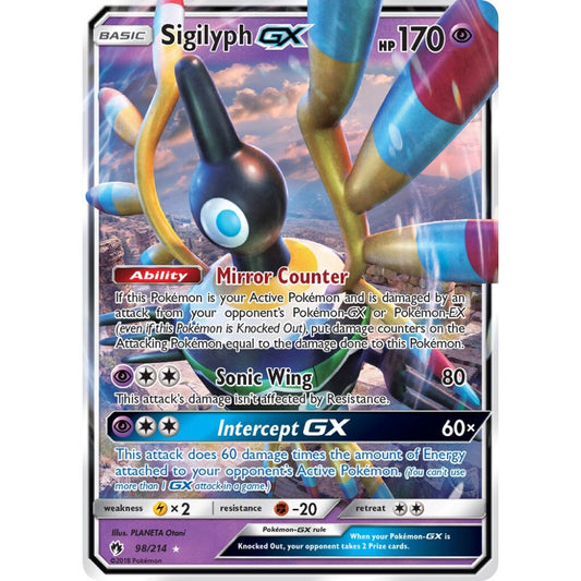 Sigilyph-GX Rare Holo GX 98/214 Pokemon Card Game Lost Thunder