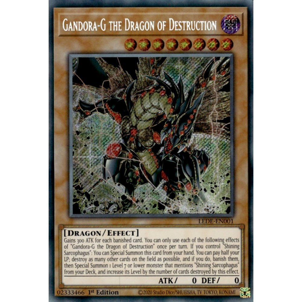 Gandora-G the Dragon of Destruction LEDE-EN001 QCR Quarter Century Secret Rare Yu-Gi-Oh Legacy of Destruction in Art