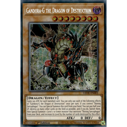 Gandora-G the Dragon of Destruction LEDE-EN001 QCR Quarter Century Secret Rare Yu-Gi-Oh Legacy of Destruction in Art