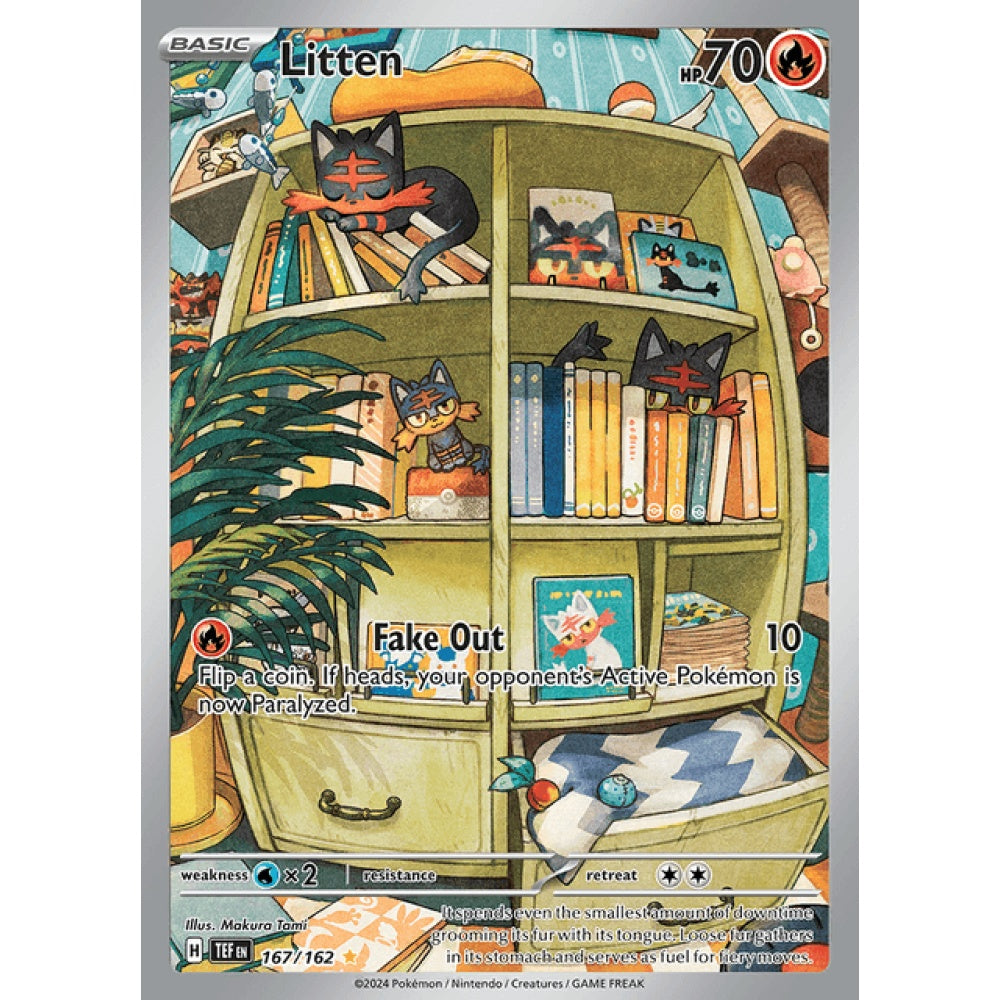 Litten Illustration Rare 167/162 Pokemon Card Game Temporal Forces