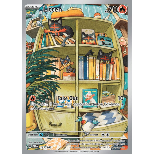 Litten Illustration Rare 167/162 Pokemon Card Game Temporal Forces