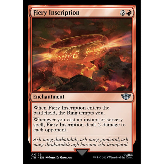 Fiery Inscription, uncommon, 126, Magic the Gathering, The Lord of the Rings: Tales of Middle-earth