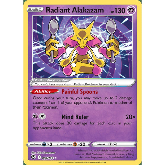 Radiant Alakazam Radiant Rare 059/195 Pokemon Card Game Silver Tempest