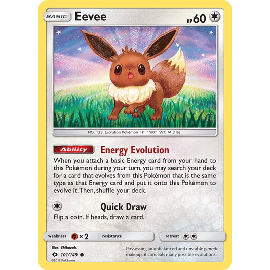 Eevee Common 101/149 Pokemon Card Game Sun & Moon