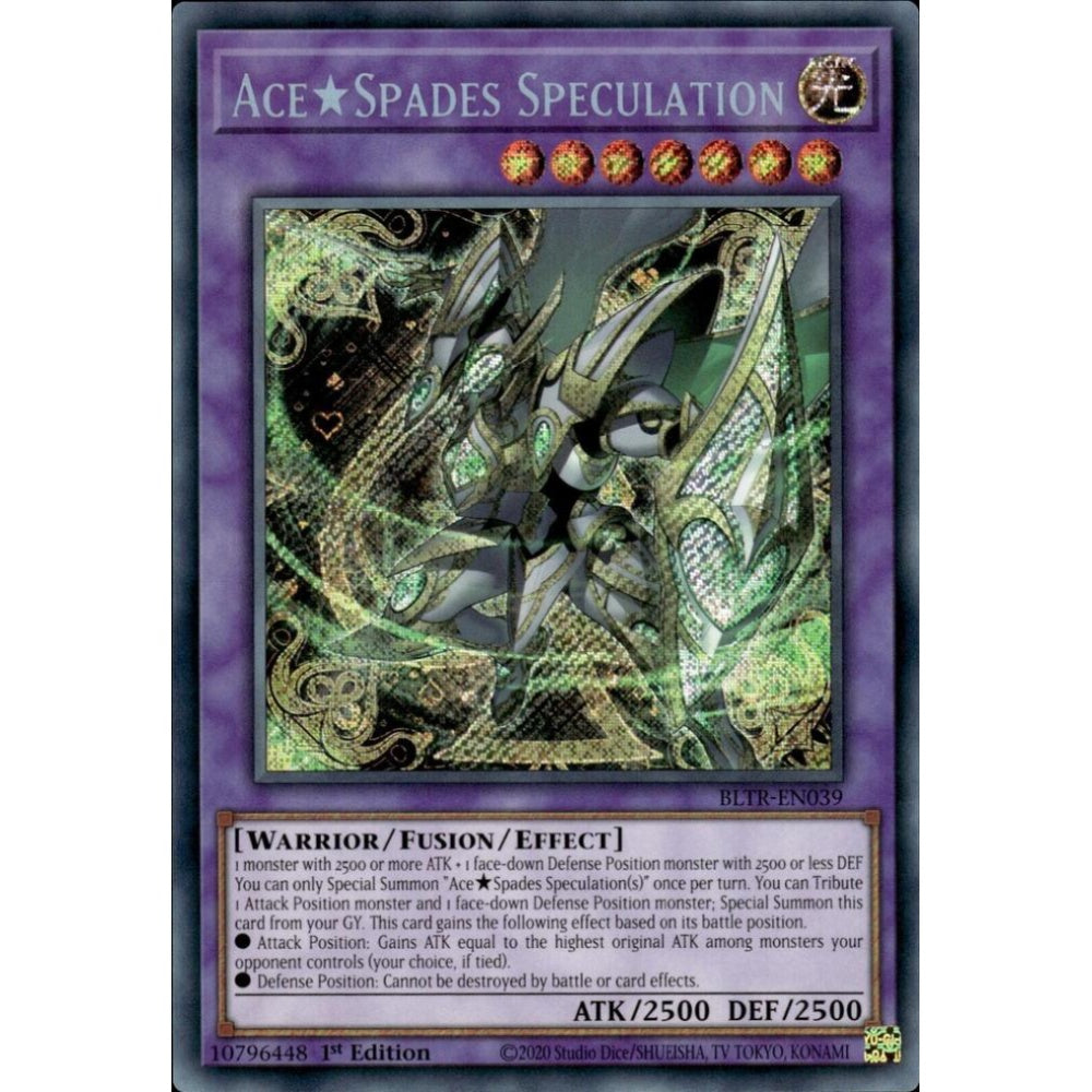 Ace Spades Speculation BLTR-EN039 Secret Yu-Gi-Oh Battles of Legend: Terminal Revenge