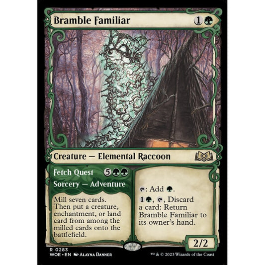 Bramble Familiar // Fetch Quest, rare, 283, Magic the Gathering, Wilds of Eldraine