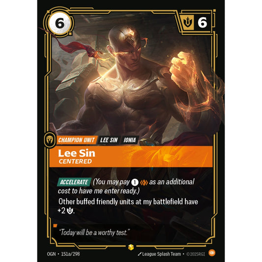 Lee Sin, Centered OGN-151a/298 Riftbound Card Game Origins Showcase