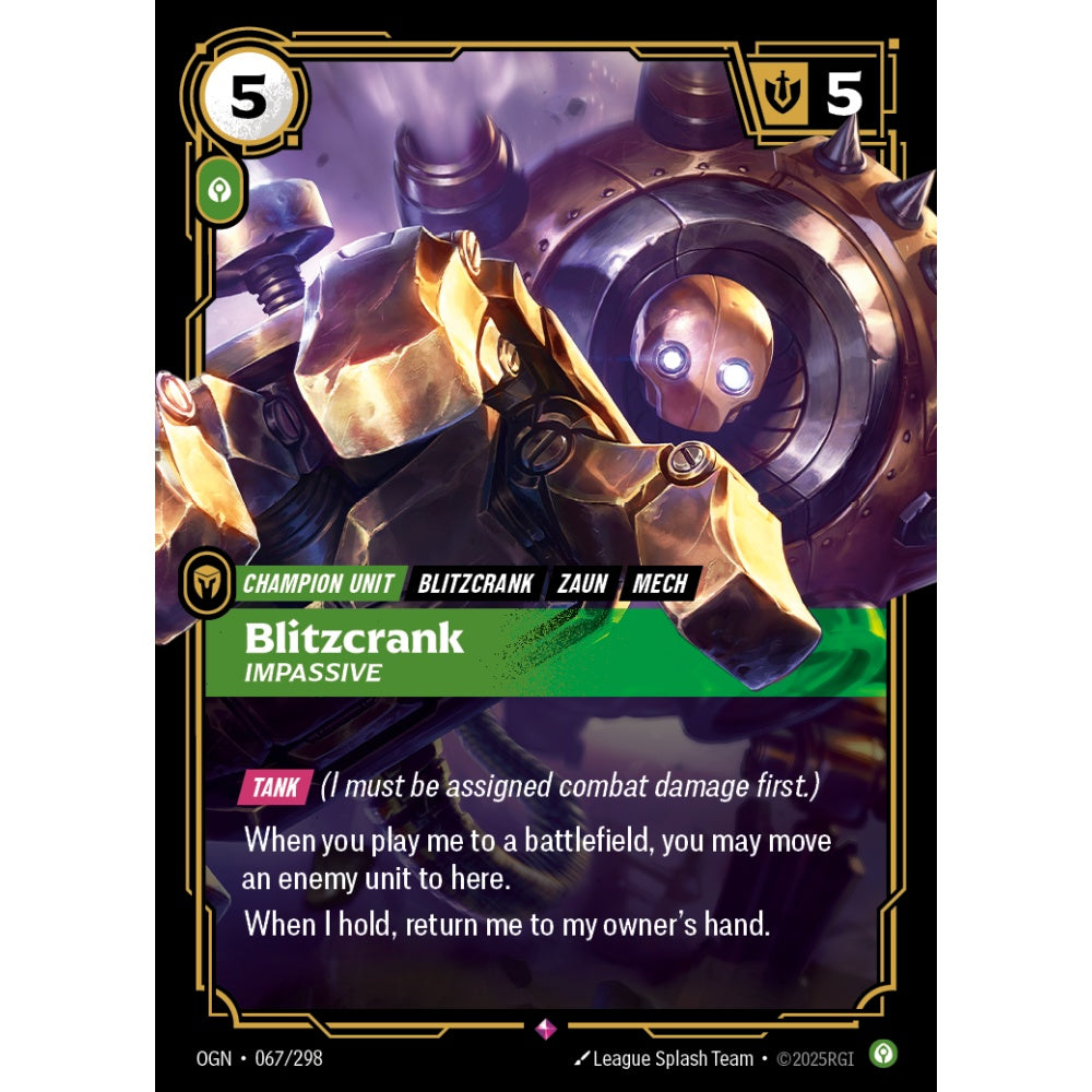Blitzcrank, Impassive OGN-067/298 Riftbound Card Game Origins Rare