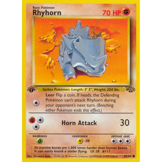 Rhyhorn Common 61/64 Pokemon Card Game Jungle