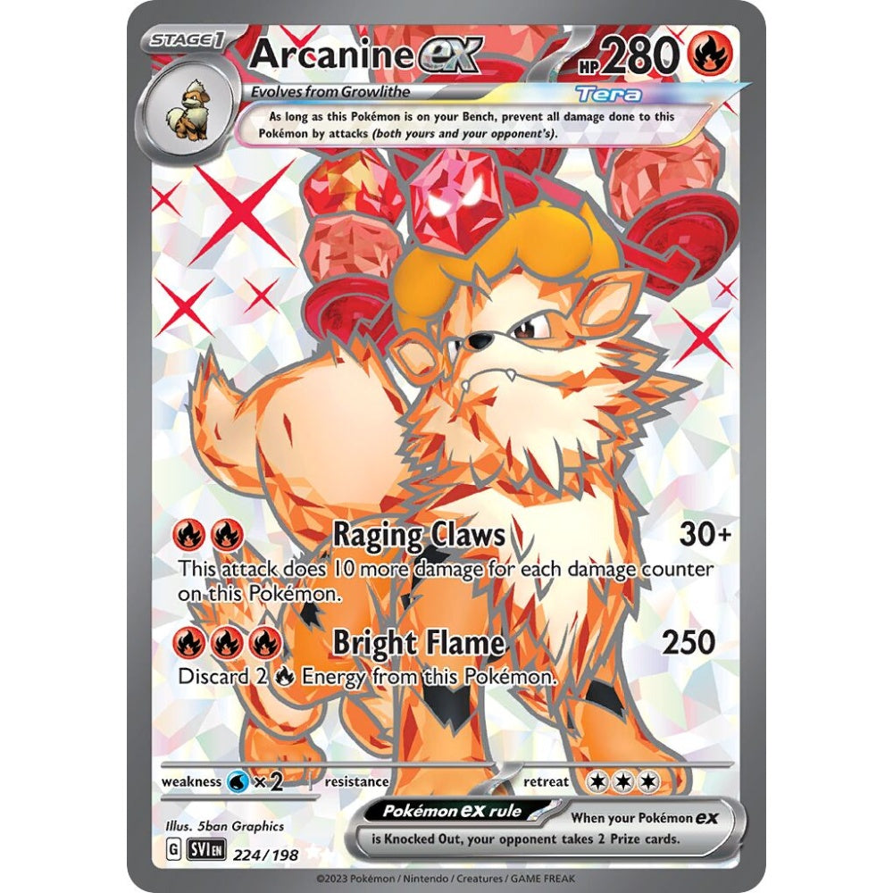 Arcanine ex Ultra Rare 224/198 Pokemon Card Game Scarlet & Violet