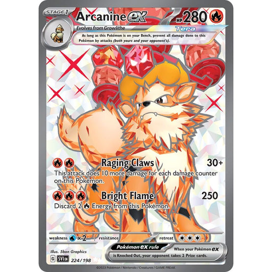 Arcanine ex Ultra Rare 224/198 Pokemon Card Game Scarlet & Violet