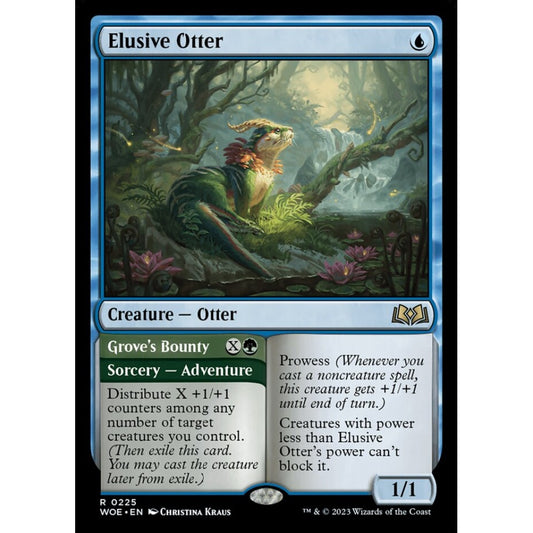 Elusive Otter // Grove's Bounty, rare, 225, Magic the Gathering, Wilds of Eldraine
