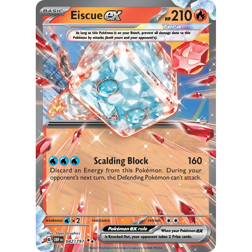 Eiscue ex Double Rare 042/197 Pokemon Card Game Obsidian Flames