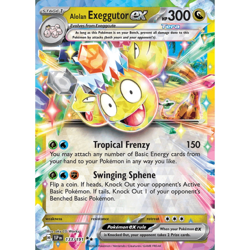 Alolan Exeggutor ex Double Rare 133/191 Pokemon Card Game Surging Sparks