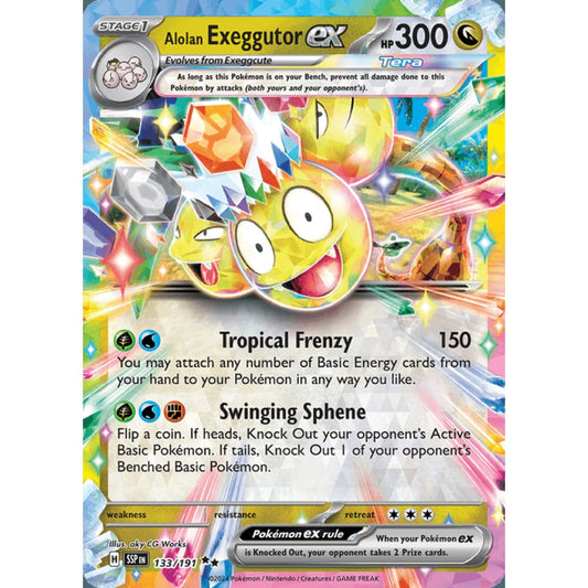 Alolan Exeggutor ex Double Rare 133/191 Pokemon Card Game Surging Sparks
