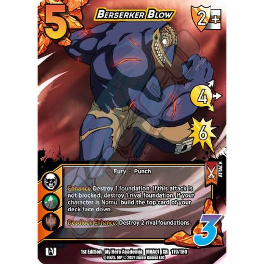 Berserker Blow, 119/180, XR, UniVersus, MHA01 My Hero Academia