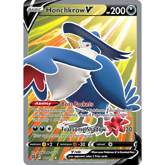 Honchkrow V Rare Ultra 161/172 Pokemon Card Game Brilliant Stars